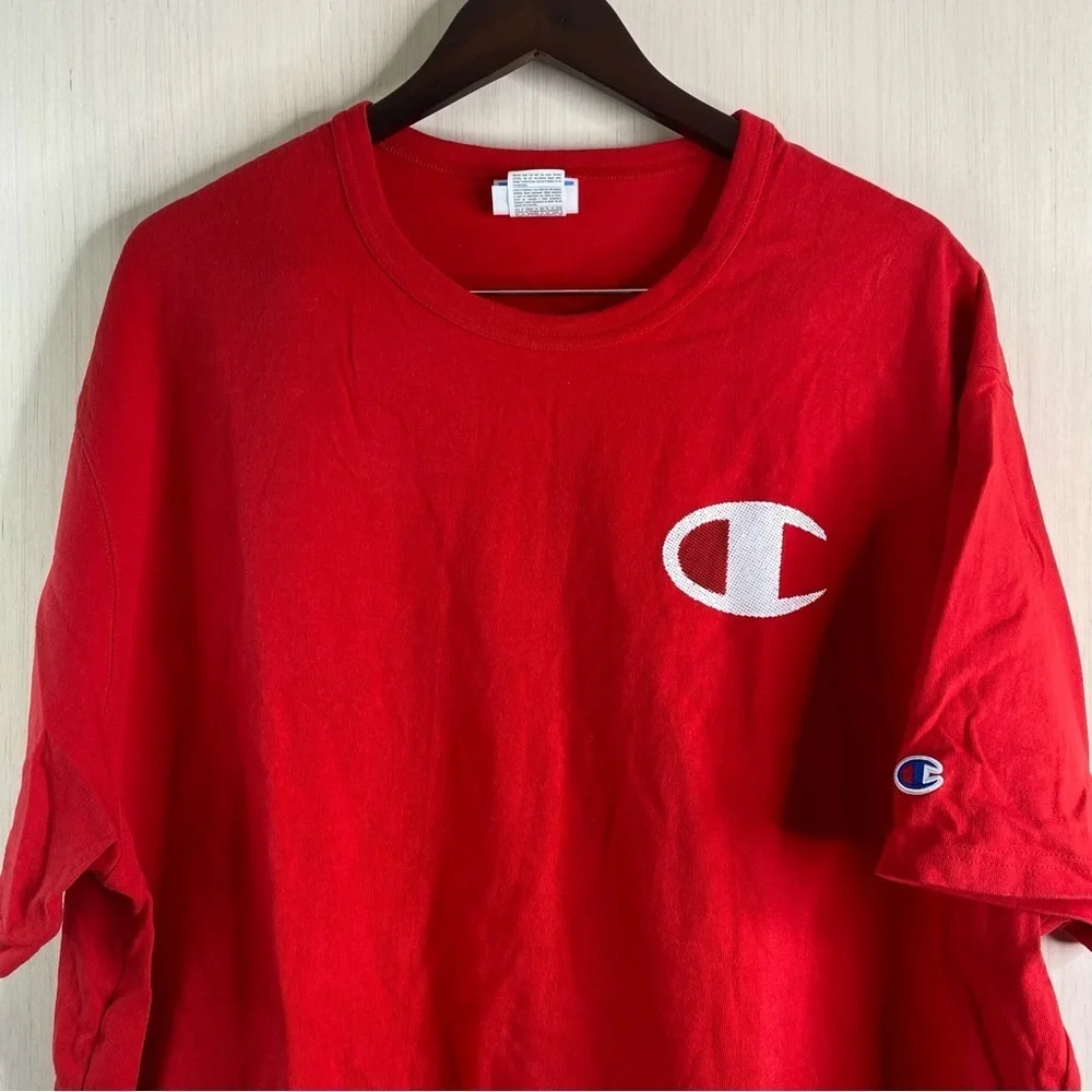 Champion Men’s Short Sleeve Heritage Crewneck Tee Red Size XXL - Picture 4 of 8